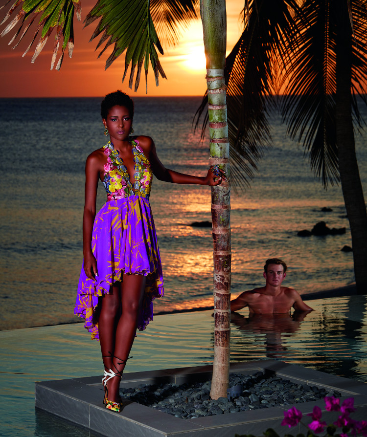 Designer: Ronchi de Cuba. Hair & makeup: Bruce Stamper