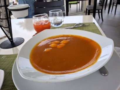 vegan Aruba pumpkin soup at Elements restaurant at Bucuti & Tara Beach Resort in Aruba