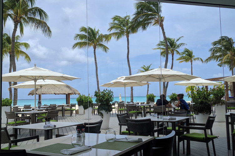 The view from Elements restaurant at Bucuti & Tara Beach Resort in Aruba